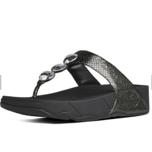 FITFLOPFitFlop Petra™ Toe-Thong Jewelled Sandals In Pewter Size 6 - Picture 3 of 12